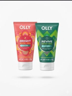 OLLY Bright & Revive Mood + Skin Body Scrubs - Coral & Green